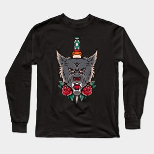 Angry Wolf Japanese Style Long Sleeve T-Shirt